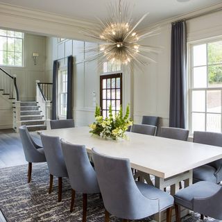 Blue White Dining Room Design / Decoration (#33686)