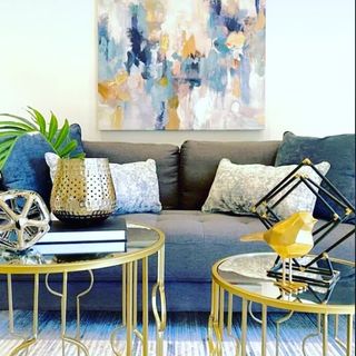 Big Gold Living Room Design / Decoration (#28616)