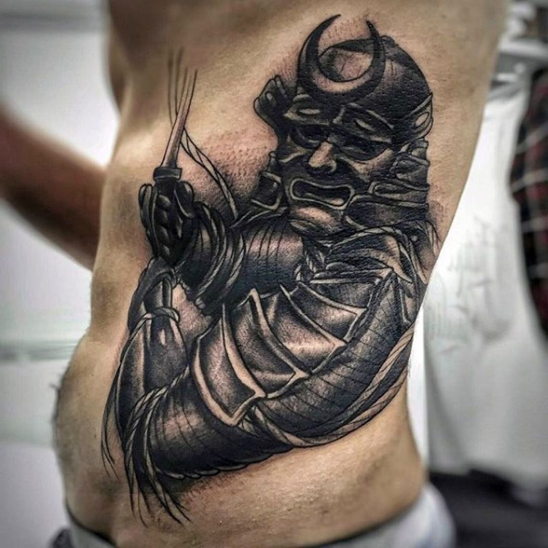 ✓[100+] 3d Ink Black Samurai Warrior Side Tattoo Design (png / jpg) (2023)