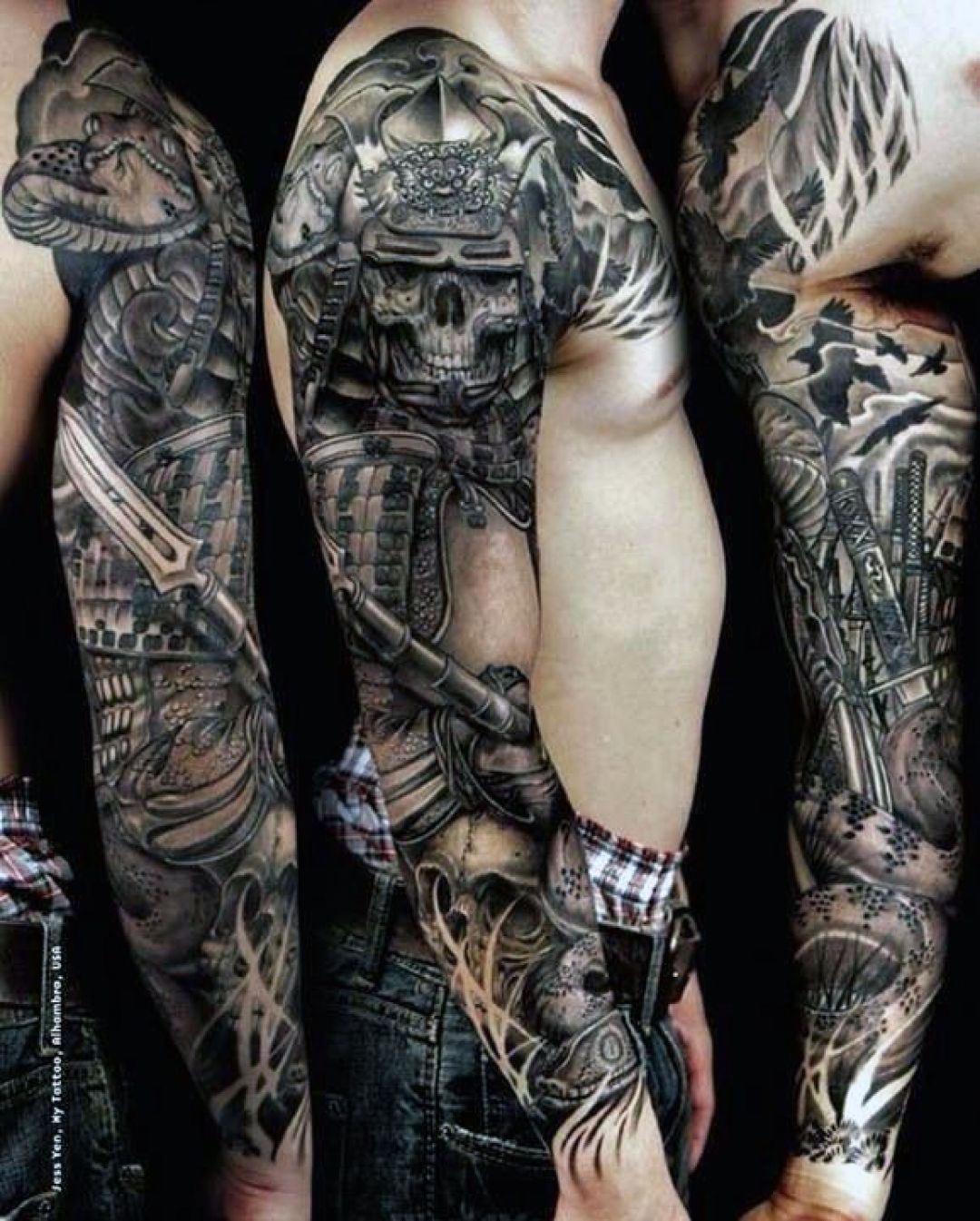 ✓[100+] 3d Skeleton Samurai Sleeve Tattoo Design (png / jpg) (2023)