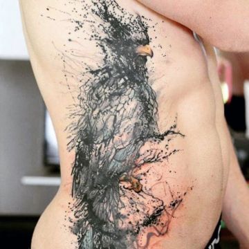 Abstract Ink Black Eagle Back Tattoo Design