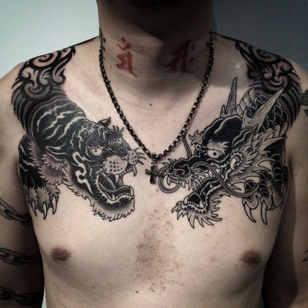 ✓[100+] Asian Ink Black Dragon Tiger Tattoo Design (png / jpg) (2023)