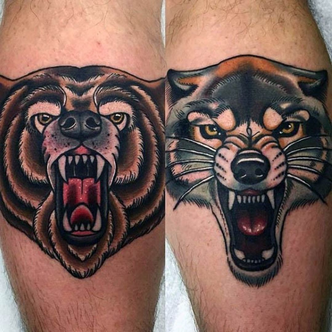 ✓[100+] Bear Wolf Leg Tattoo Design (png / jpg) (2023)