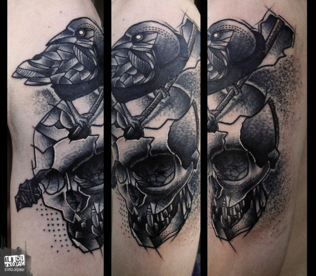 ✓[100+] Black & White Skull Arm Tattoo Design (png / jpg) (2023)