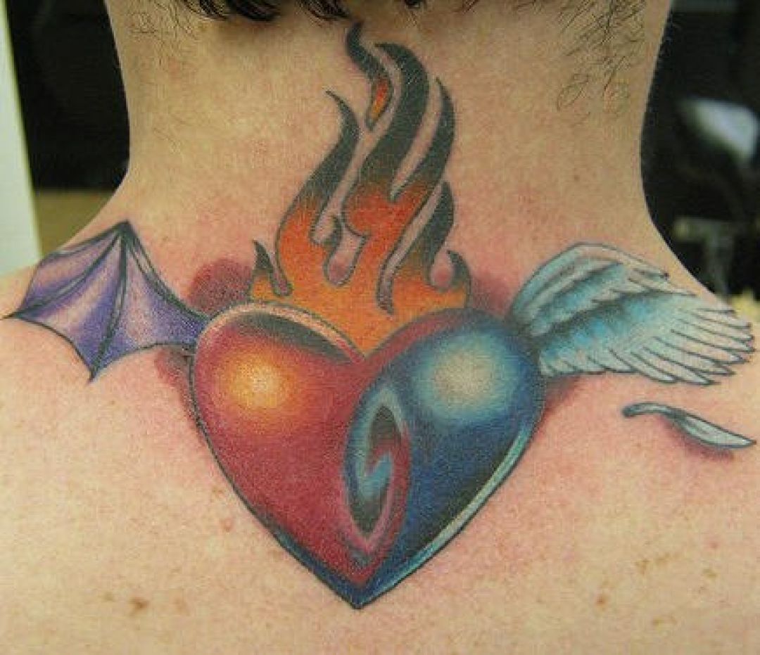 ✓[100+] Love Heart Devil Angel Tattoo Design (png / jpg) (2023)