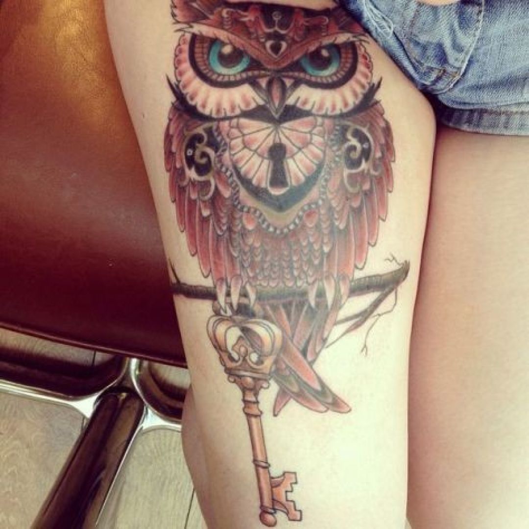 ✓[100+] Owl Lock Key Thigh Tattoo Design (png / jpg) (2023)