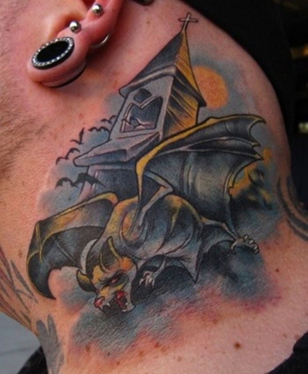 ✓[100+] Cartoon Colorful Bat Vampire Neck Tattoo Design (png / jpg) (2023)