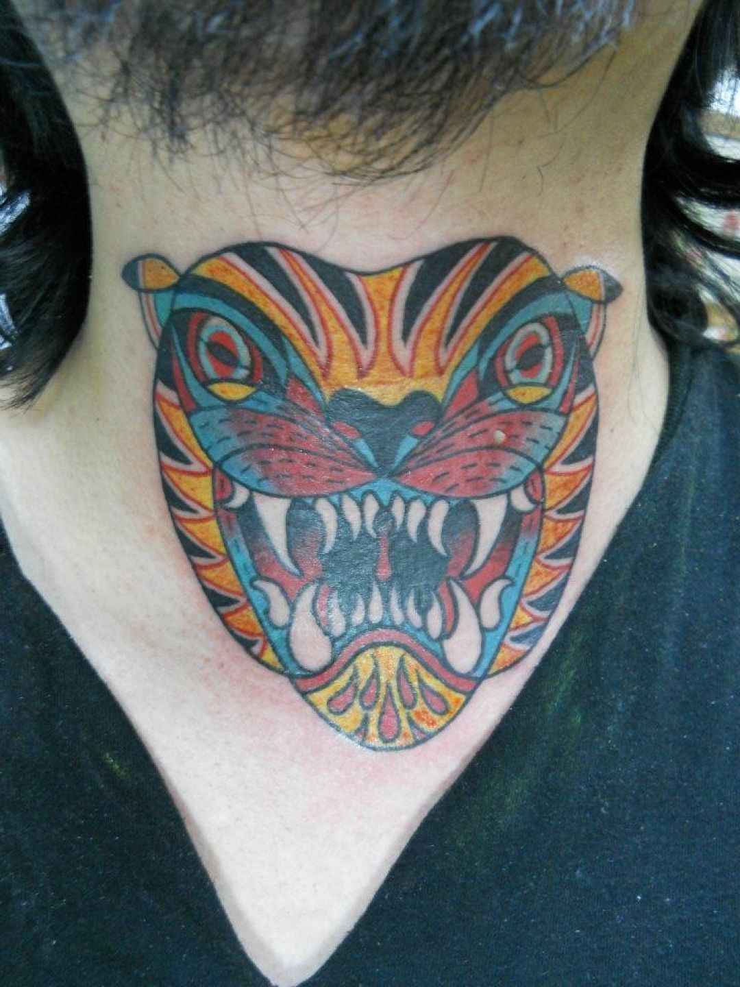 Tattoo uploaded by Zo Ink  Tiger front neck  Tattoodo