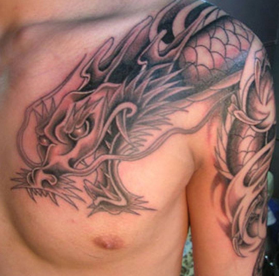Discover 89+ about dragon chest tattoo best - in.daotaonec