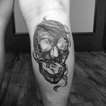 ✓[100+] Cool Black & White Skull Leg Tattoo Design (png / jpg) (2023)