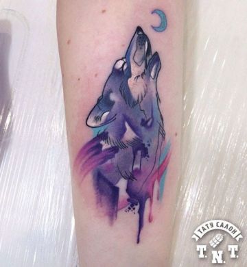 Cute Moon Dog Arm Tattoo Design