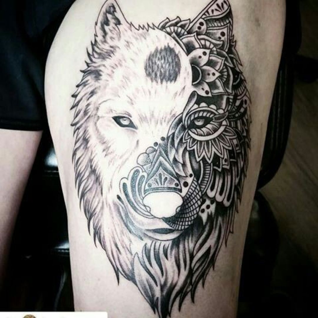 ✓[100+] Floral White Wolf Thigh Tattoo Design (png / jpg) (2023)