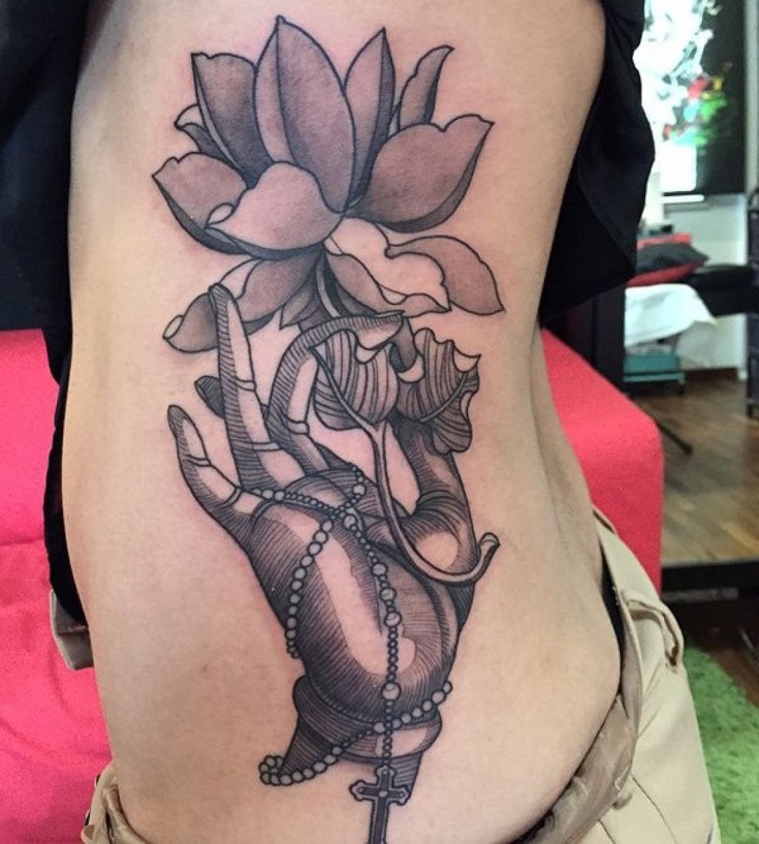 ✓[100+] Ink Black Cross Flower Hand, Side Tattoo Design (png / jpg) (2023)