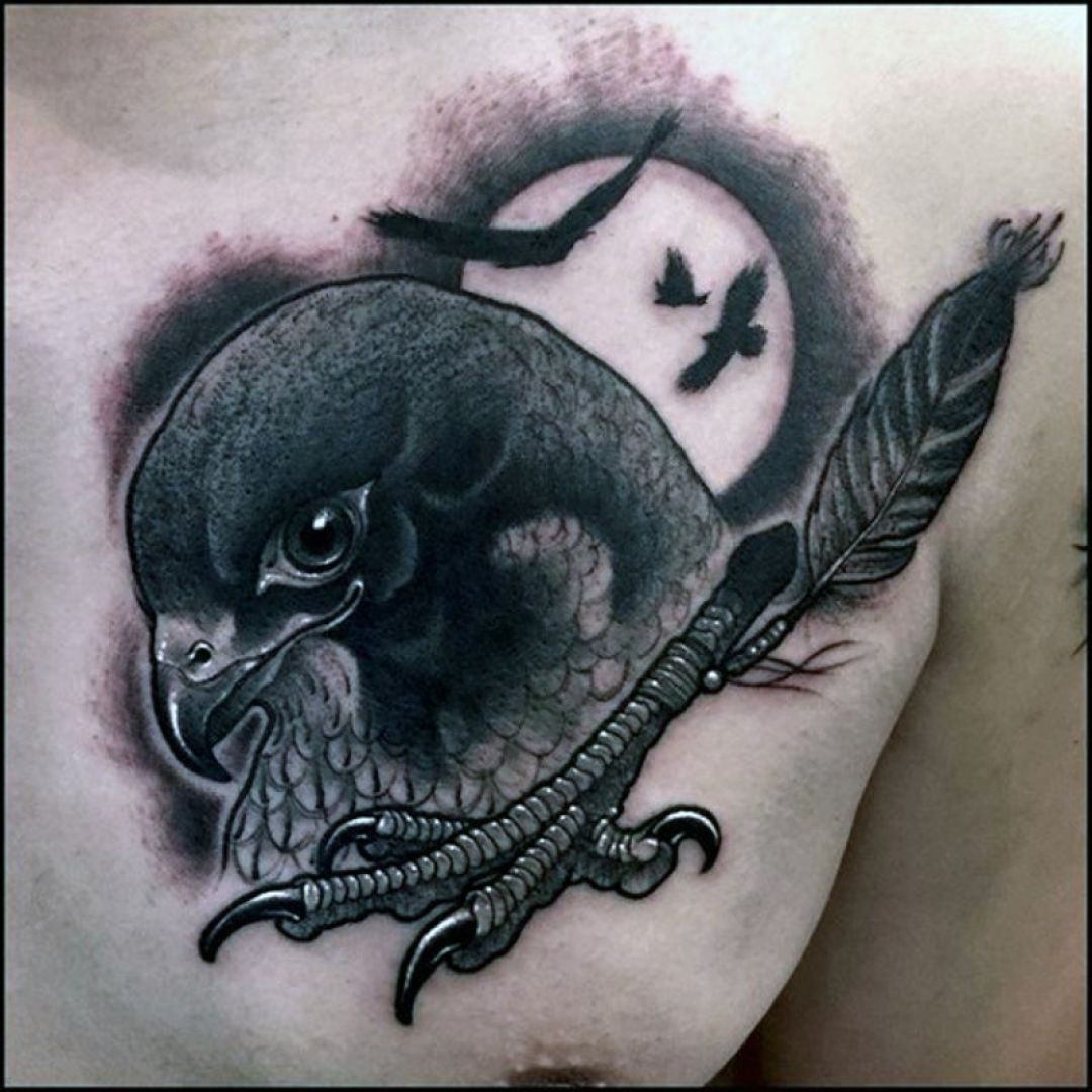 ✓[100+] Ink Black Eagle Feather Head, Leg, Chest Tattoo Design (png / jpg)  (2023)