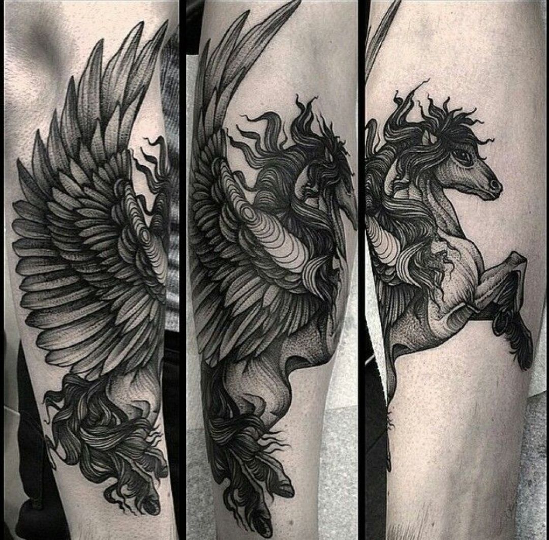 ✓[100+] Ink Black Pegasus Horse Arm Tattoo Design (png / jpg) (2023)