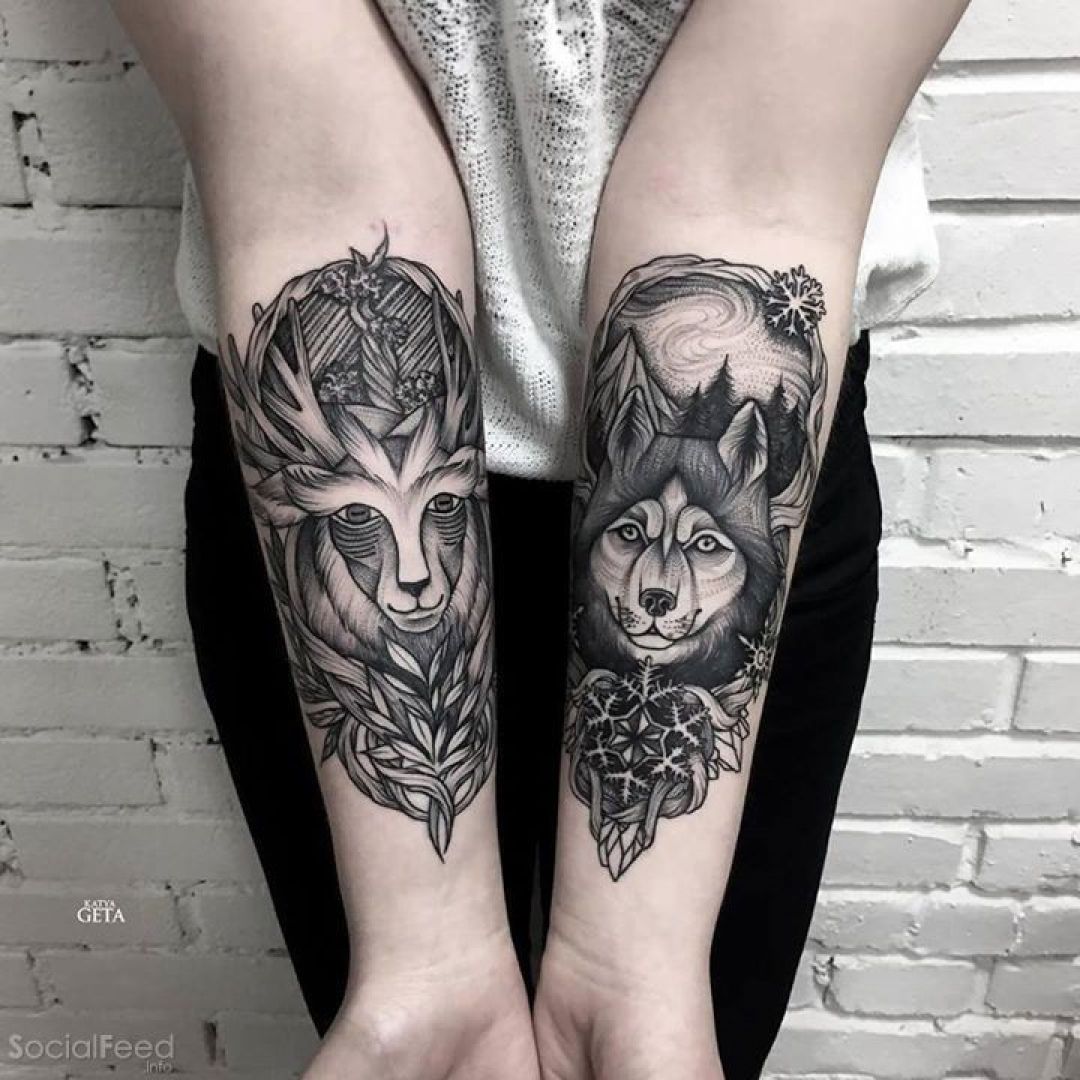 ✓[100+] Ink Black Wolf Deer Tattoo Design (png / jpg) (2023)