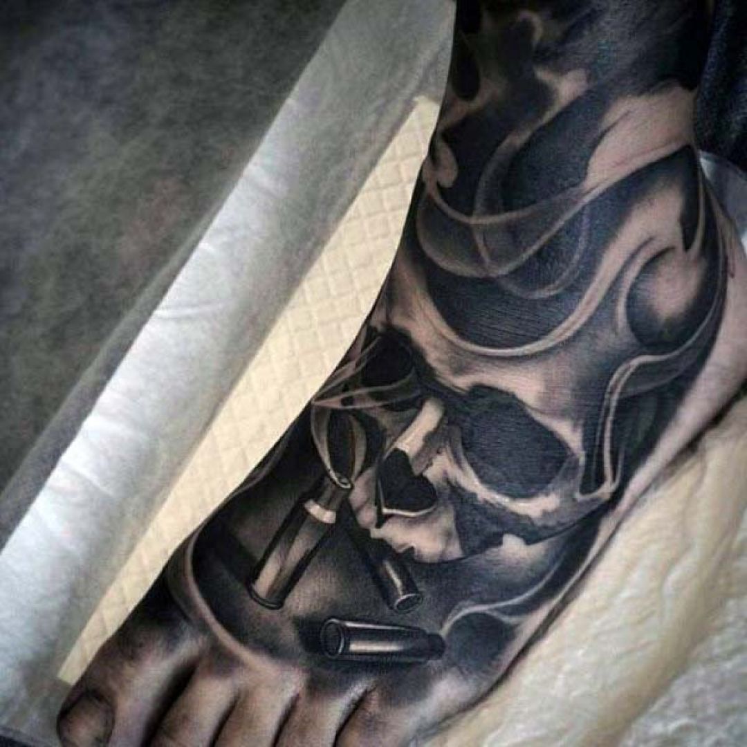 ✓[100+] Ink Skull Foot Tattoo Design (png / jpg) (2023)