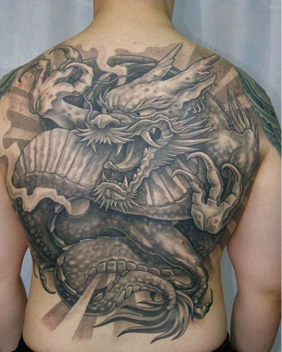 ✓[100+] Japanese Black Dragon Back Tattoo Design (png / jpg) (2023)