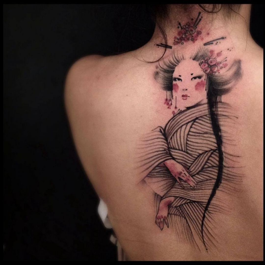 ✓[100+] Japanese Geisha Back Tattoo Design For Women (female) (png / jpg)  (2023)