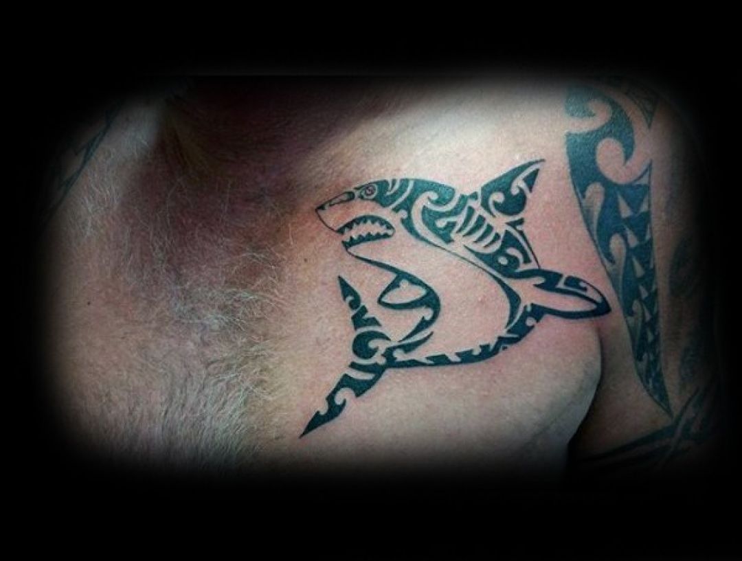 ✓[100+] Polynesian Ink Black Evil Shark Chest Tattoo Design (png / jpg)  (2023)