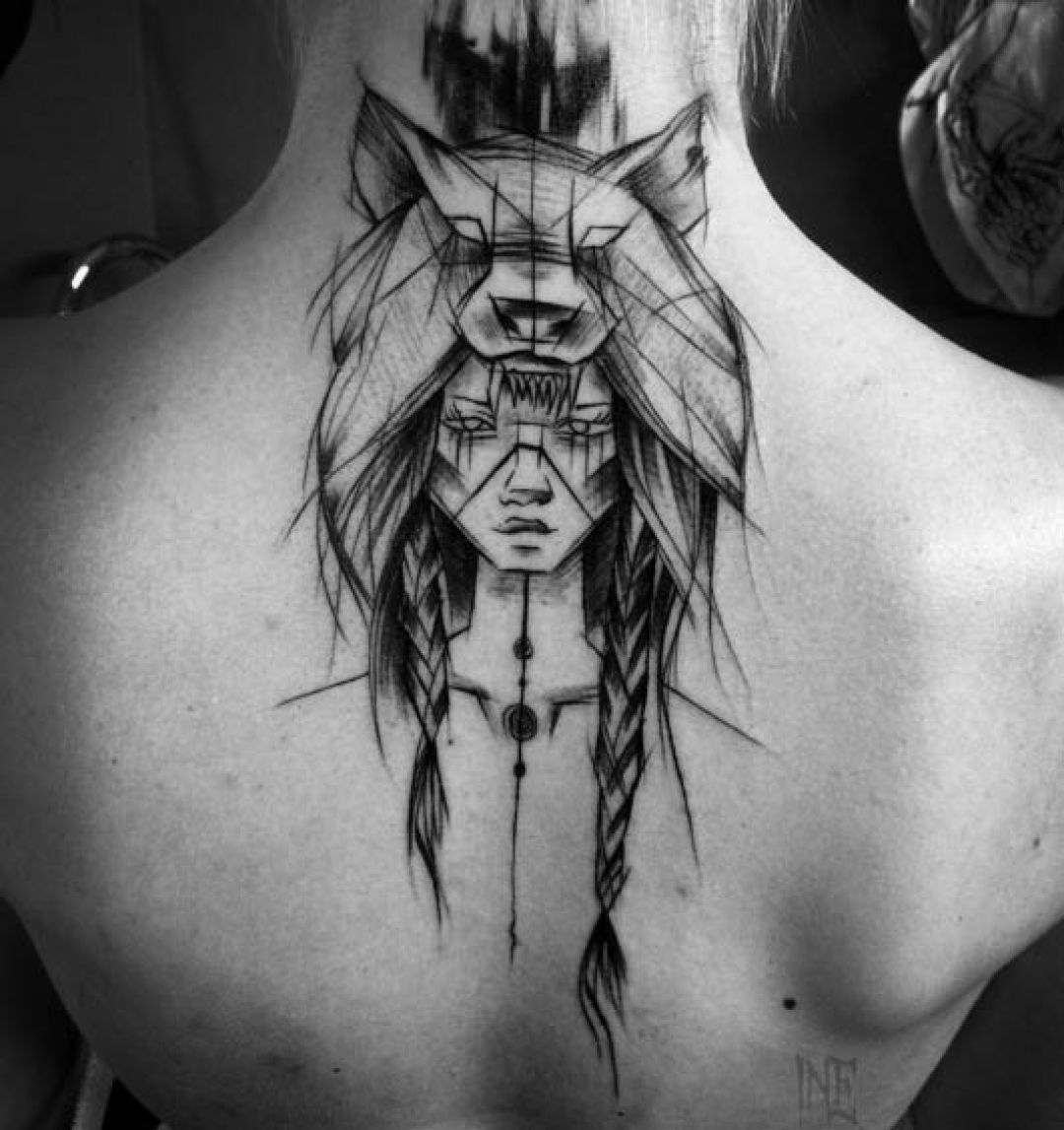 ✓[100+] Portrait Ink Tribal Black Back Tattoo Design For Women (female)  (png / jpg) (2023)