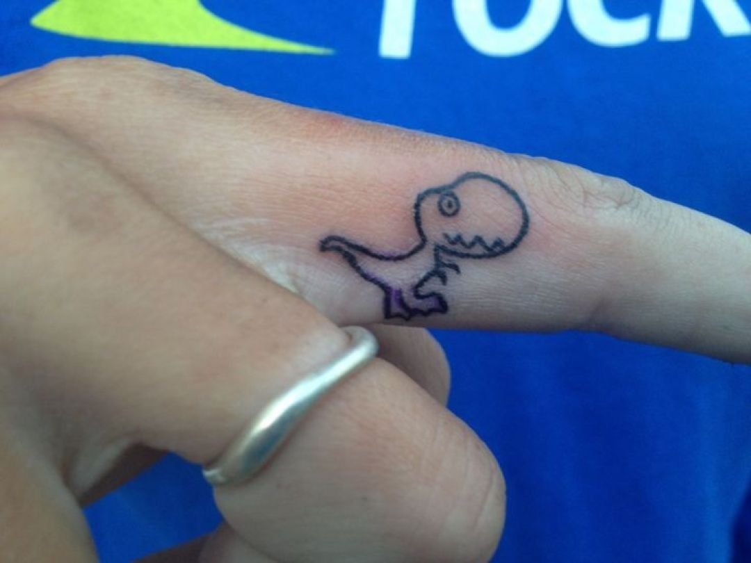 Dinosaur finger tattoo  Finger tattoos Floral tattoo sleeve Dinosaur  tattoos