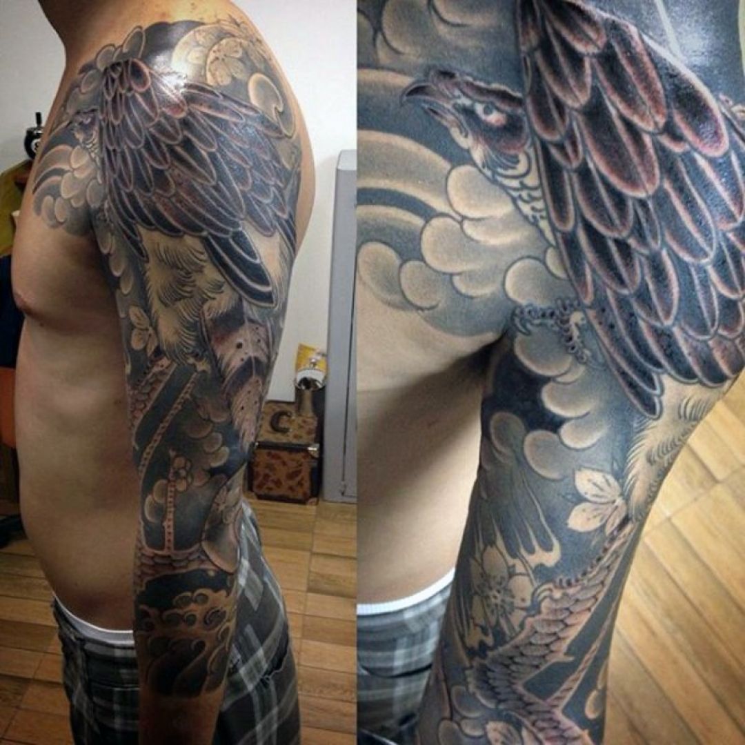 ✓[100+] Traditional Feather Eagle Sleeve Tattoo Design (png / jpg) (2023)