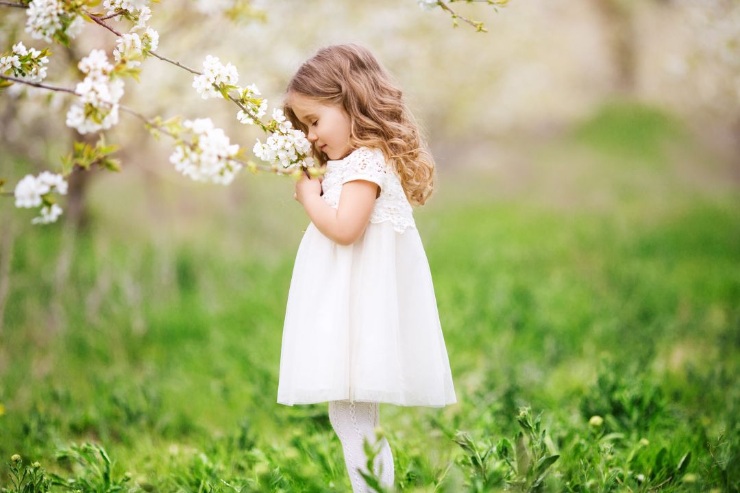 ✓[75+] Little Cute Girl Smelling Flowers - Android / iPhone HD Wallpaper  Background Download (png / jpg) (2023)