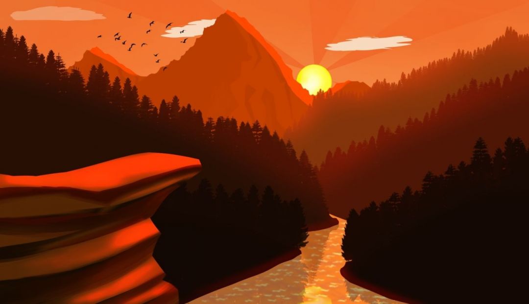 ✓[35+] Nature Sunset Near Mountain River Artwork HD Laptop - Android /  iPhone HD Wallpaper Background Download (png / jpg) (2023)